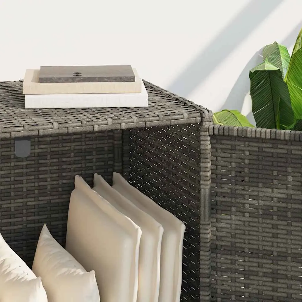 Garden Storage Cabinet Grey Poly Rattan Outdoor Furniture 83 x 45 x 76 cm