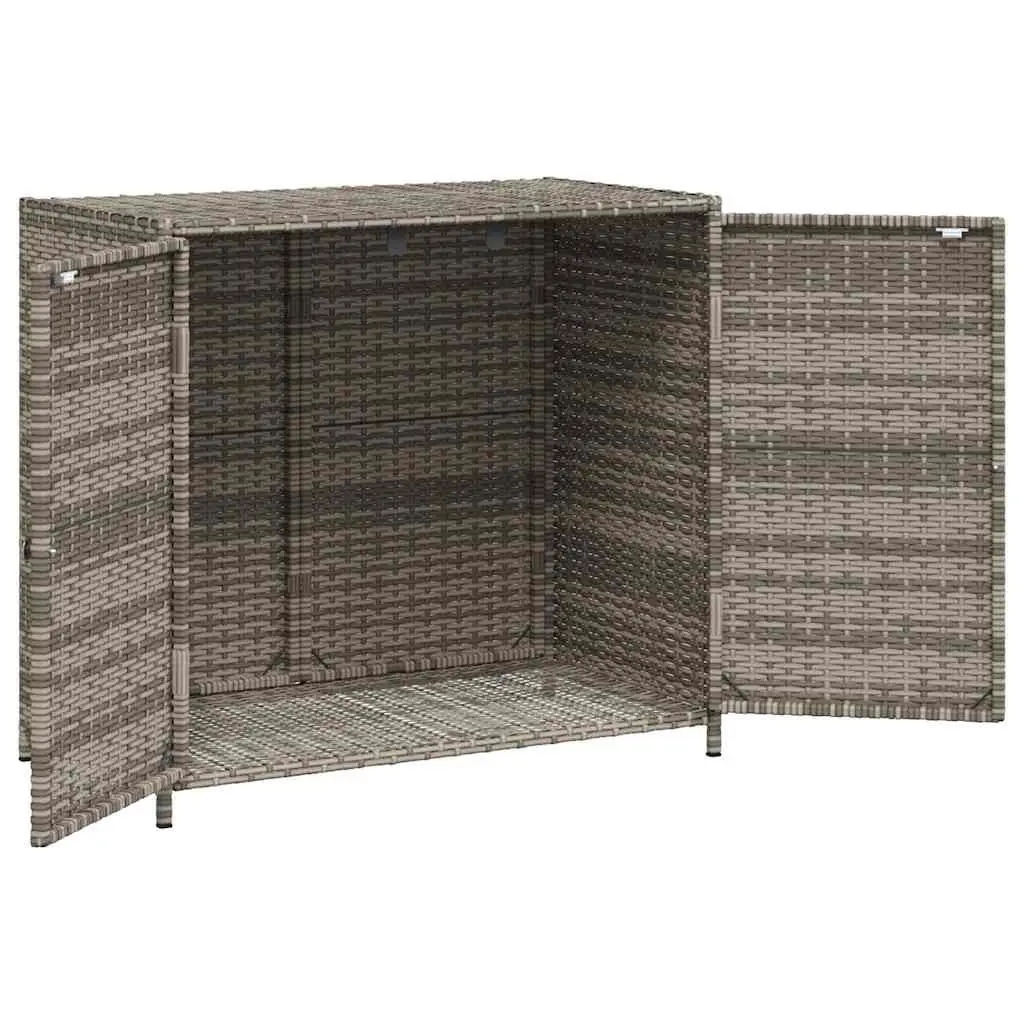 Garden Storage Cabinet Grey Poly Rattan Outdoor Furniture 83 x 45 x 76 cm