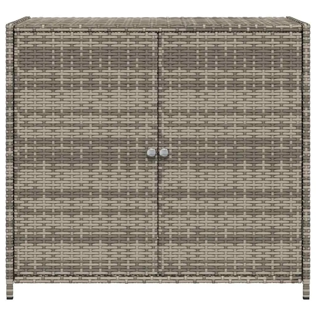 Garden Storage Cabinet Grey Poly Rattan Outdoor Furniture 83 x 45 x 76 cm