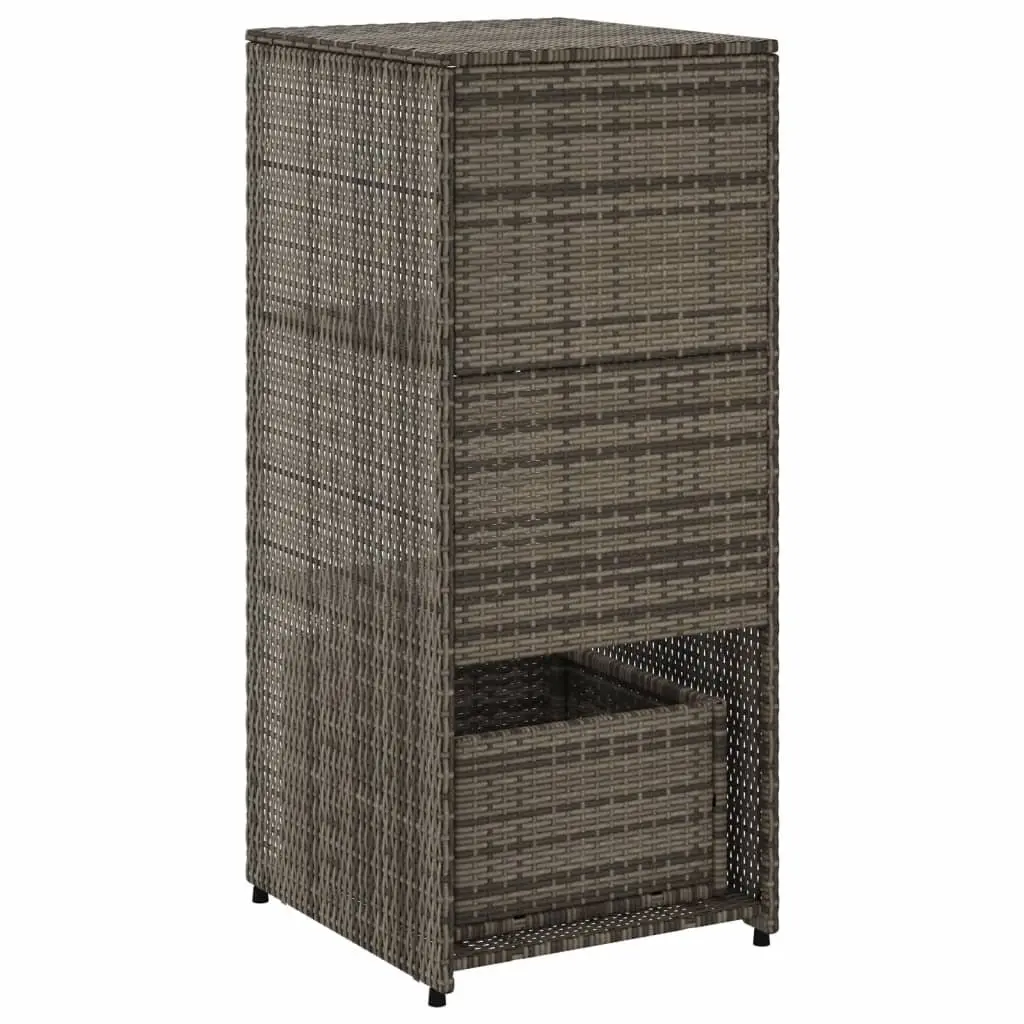 Garden Storage Cabinet Grey Poly Rattan 50x55x115cm with 2 Shelves and 1 Drawer
