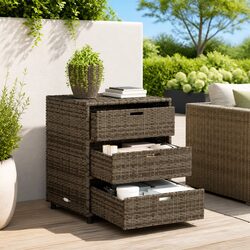 Friendly Grey Outdoor Storage Cabinet with 3 Drawers