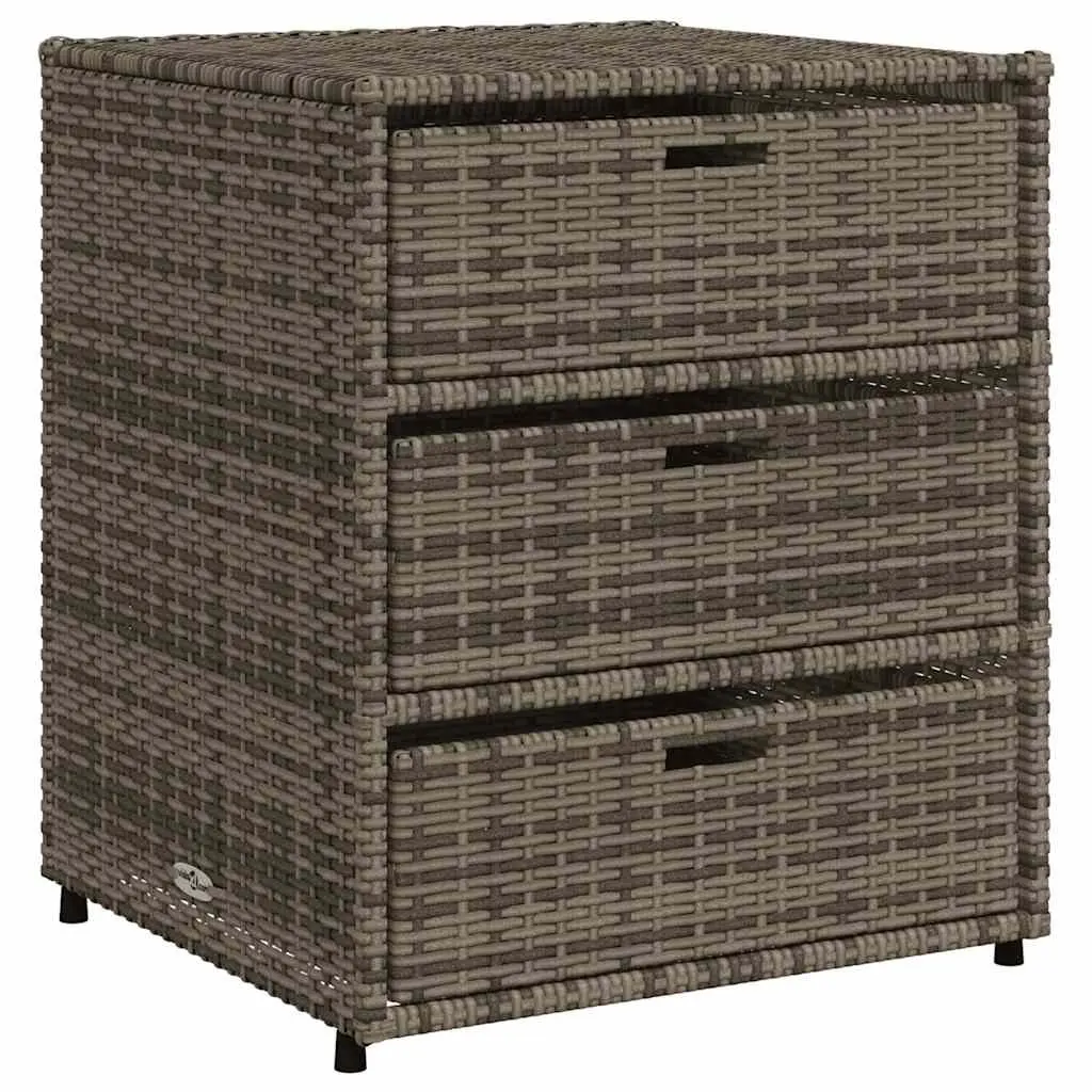 Garden Storage Cabinet Grey Poly Rattan 3 Drawers