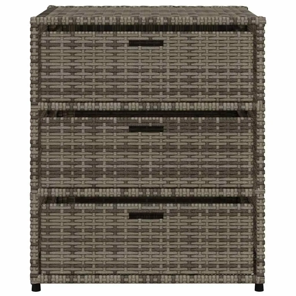 Garden Storage Cabinet Grey Poly Rattan 3 Drawers