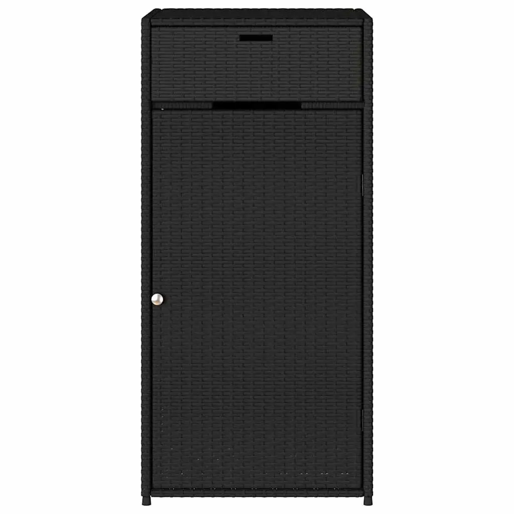 Garden Storage Cabinet Black Outdoor Poly Rattan Furniture Weatherproof