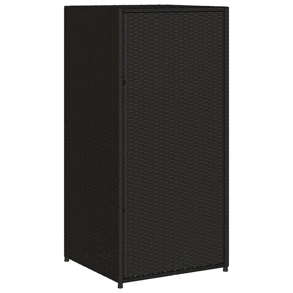 Garden Storage Cabinet Black Outdoor Poly Rattan Furniture Weatherproof