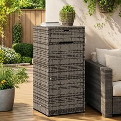 Garden Storage Cabinet Outdoor Grey PE Rattan Poly Storage Box Furniture