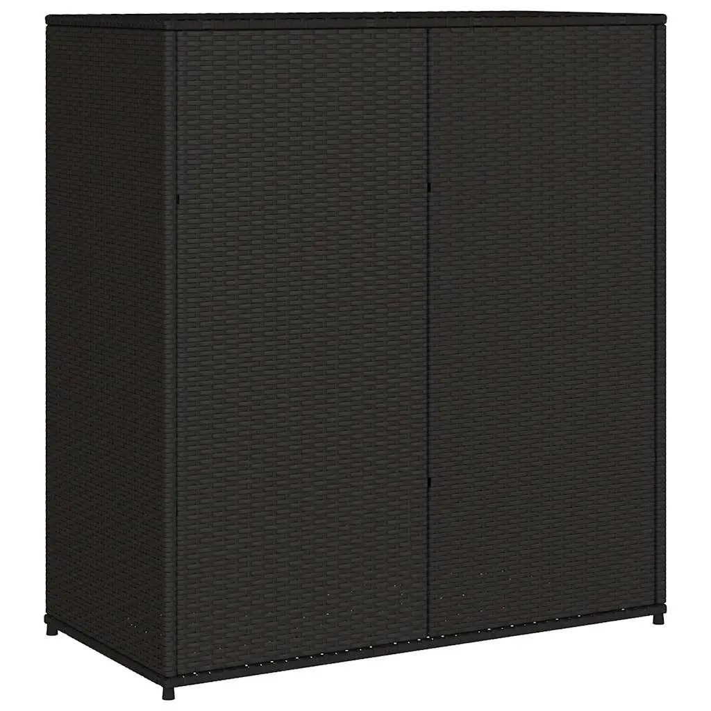 Outdoor Storage Box Weather Resistant Poly Rattan Black for Garden Cushions and Tools 105x55x113cm