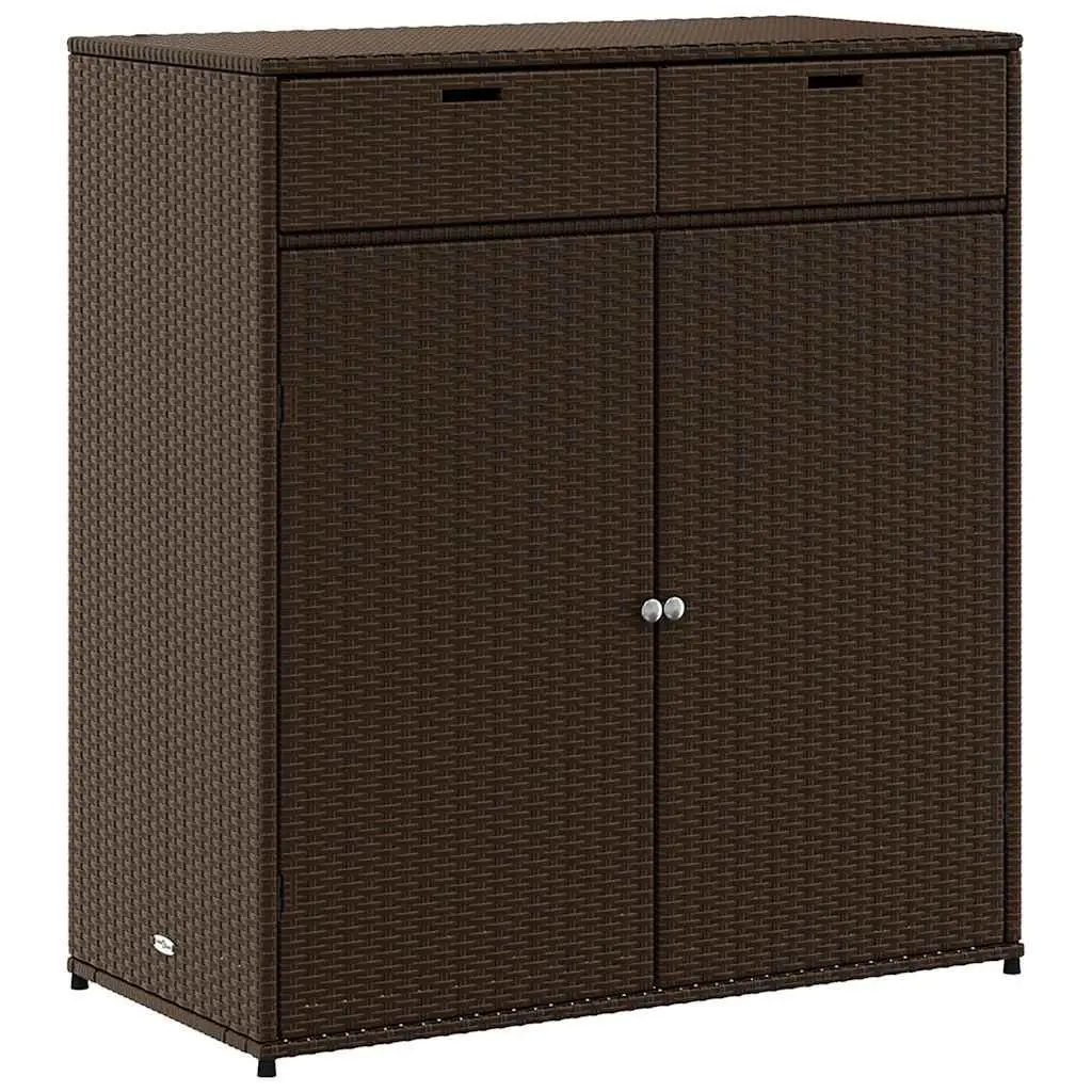 Garden Storage Cabinet Brown Outdoor Furniture Rattan Cupboard Patio Organiser