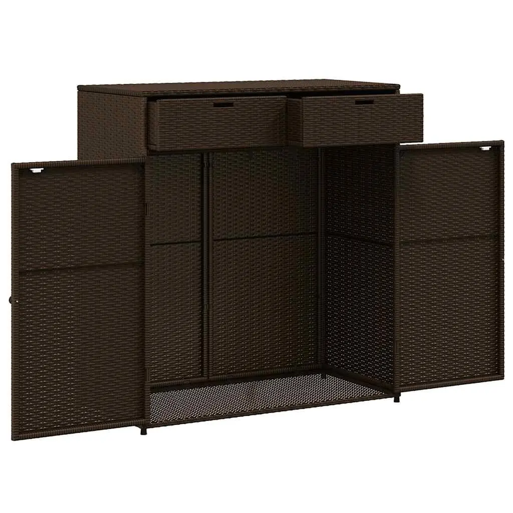 Garden Storage Cabinet Brown Outdoor Furniture Rattan Cupboard Patio Organiser