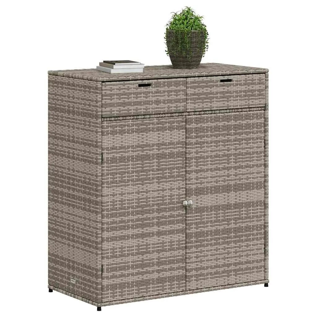 Garden Storage Cabinet Outdoor PE Rattan Grey 105x55x113cm