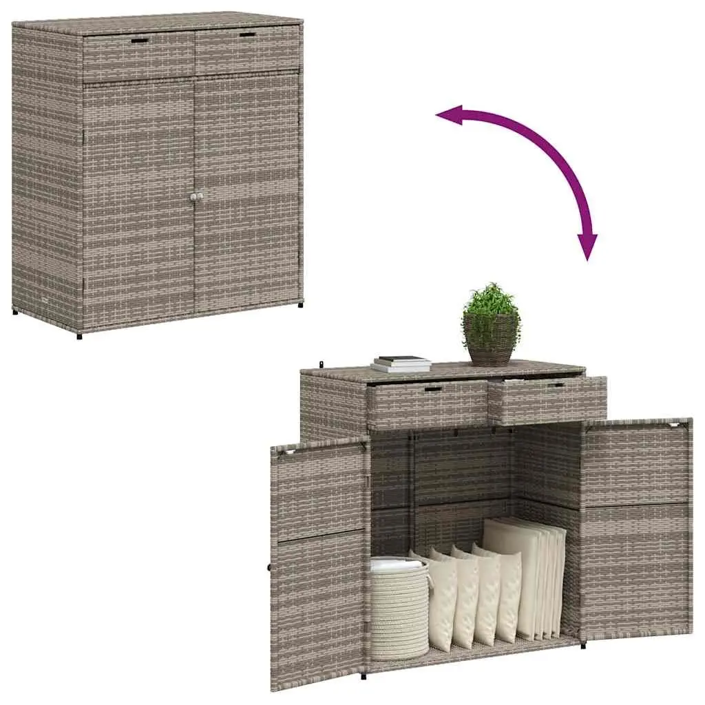 Garden Storage Cabinet Outdoor PE Rattan Grey 105x55x113cm