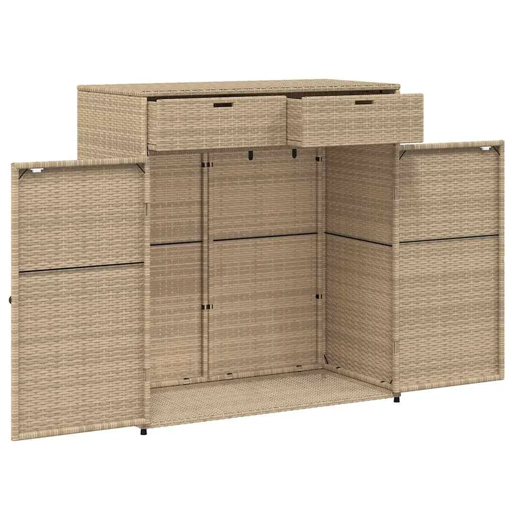 Garden Storage Cabinet Outdoor PE Rattan Grey 105x55x113cm
