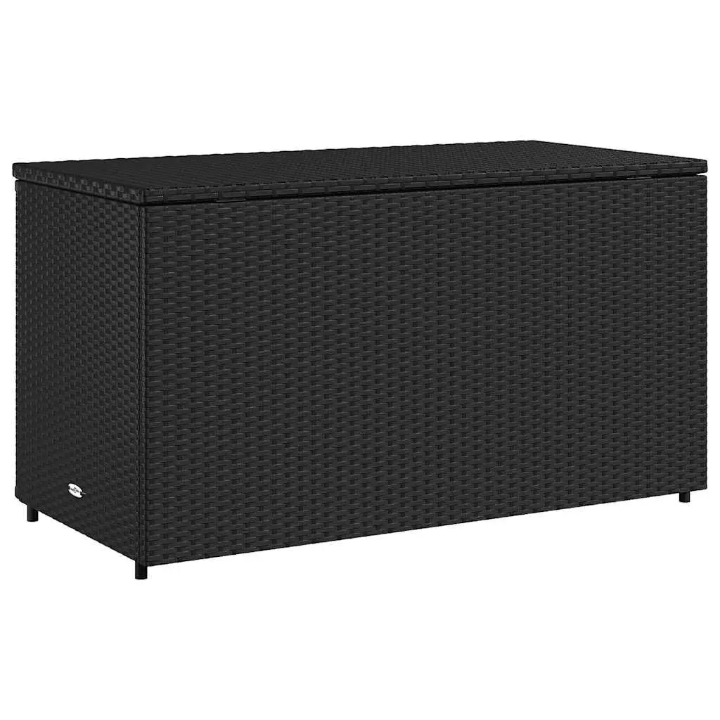 Garden Storage Cabinet Black Outdoor Poly Rattan 110x55x60.5cm Doors Lid