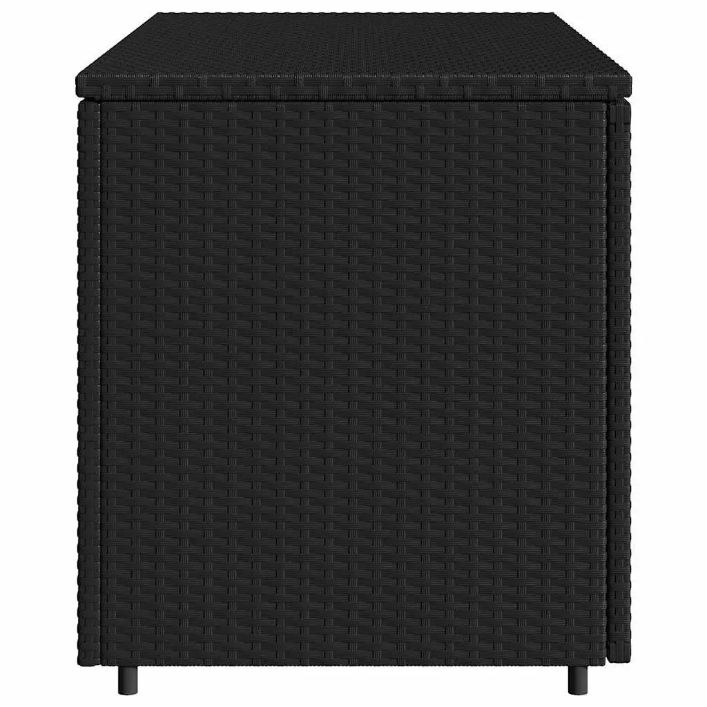 Garden Storage Cabinet Black Outdoor Poly Rattan 110x55x60.5cm Doors Lid