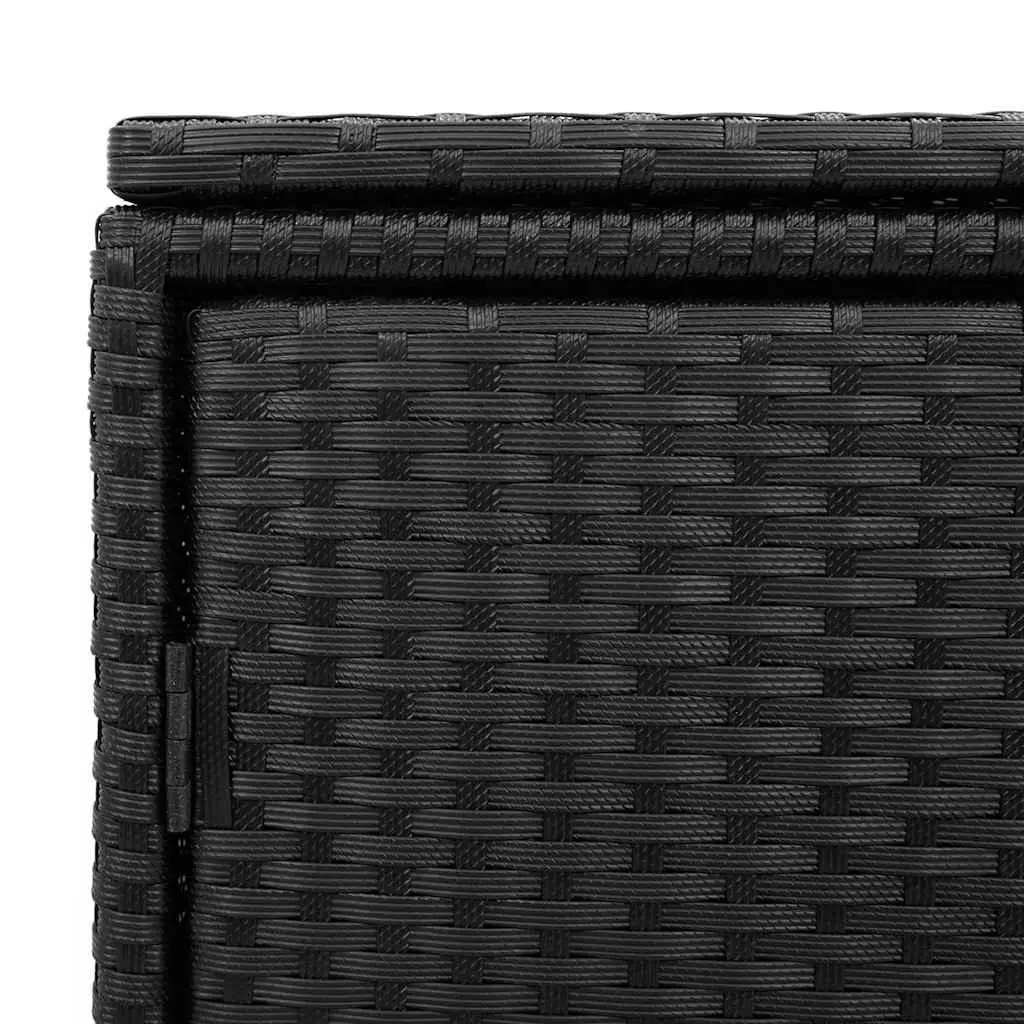 Garden Storage Cabinet Black Outdoor Poly Rattan 110x55x60.5cm Doors Lid