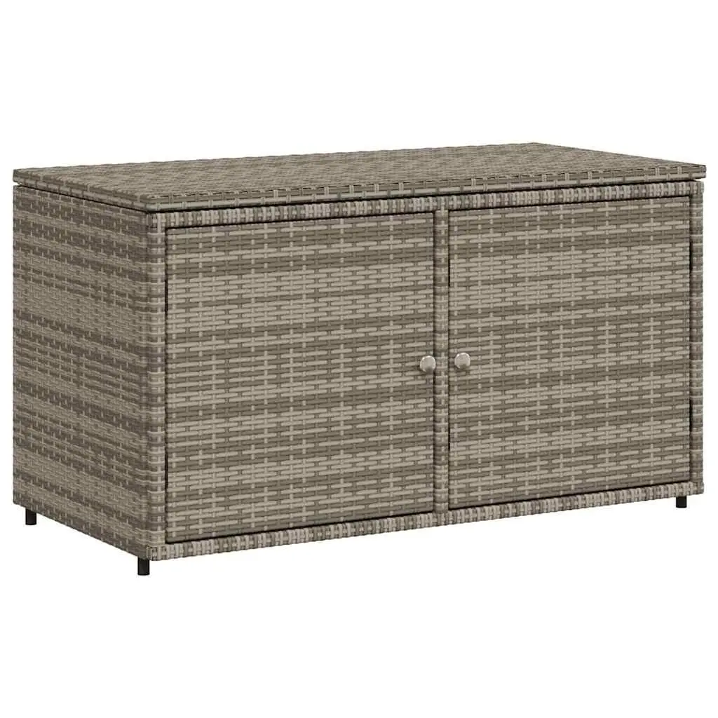 Grey Outdoor Poly Rattan Garden Storage Cabinet with Two Doors 110x55x60.5cm