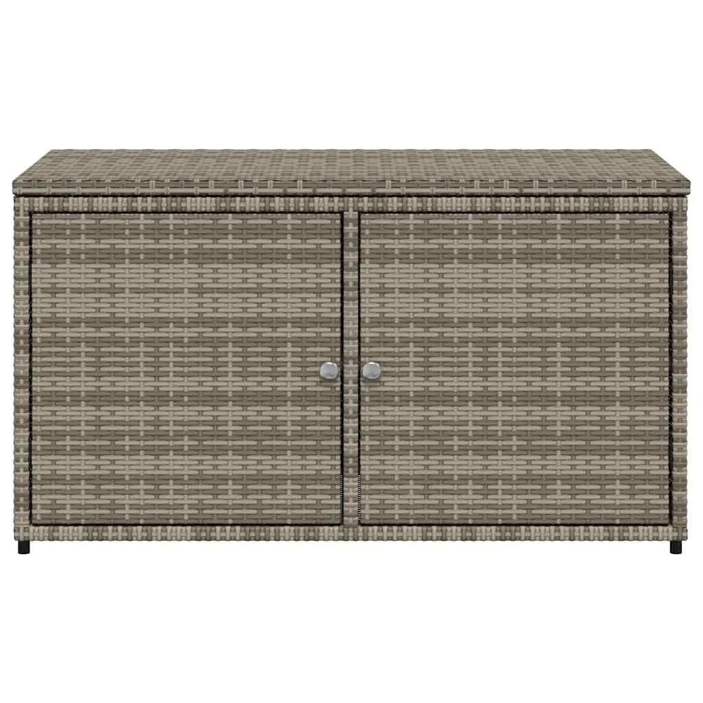 Grey Outdoor Poly Rattan Garden Storage Cabinet with Two Doors 110x55x60.5cm