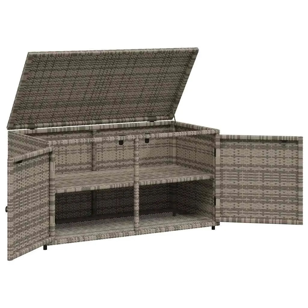 Grey Outdoor Poly Rattan Garden Storage Cabinet with Two Doors 110x55x60.5cm