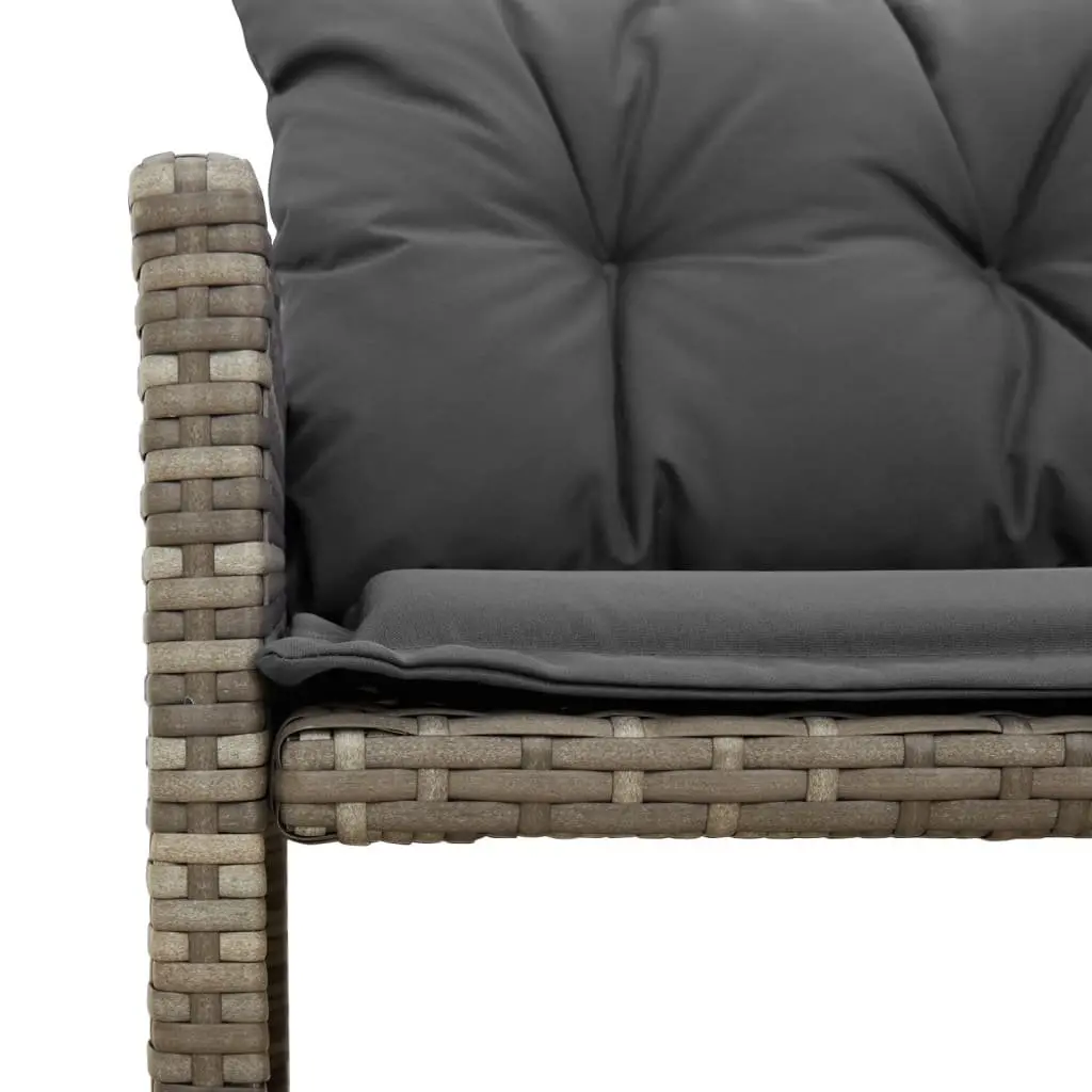 L-Shaped Garden Sofa Set Grey Poly Rattan with Table and Cushions