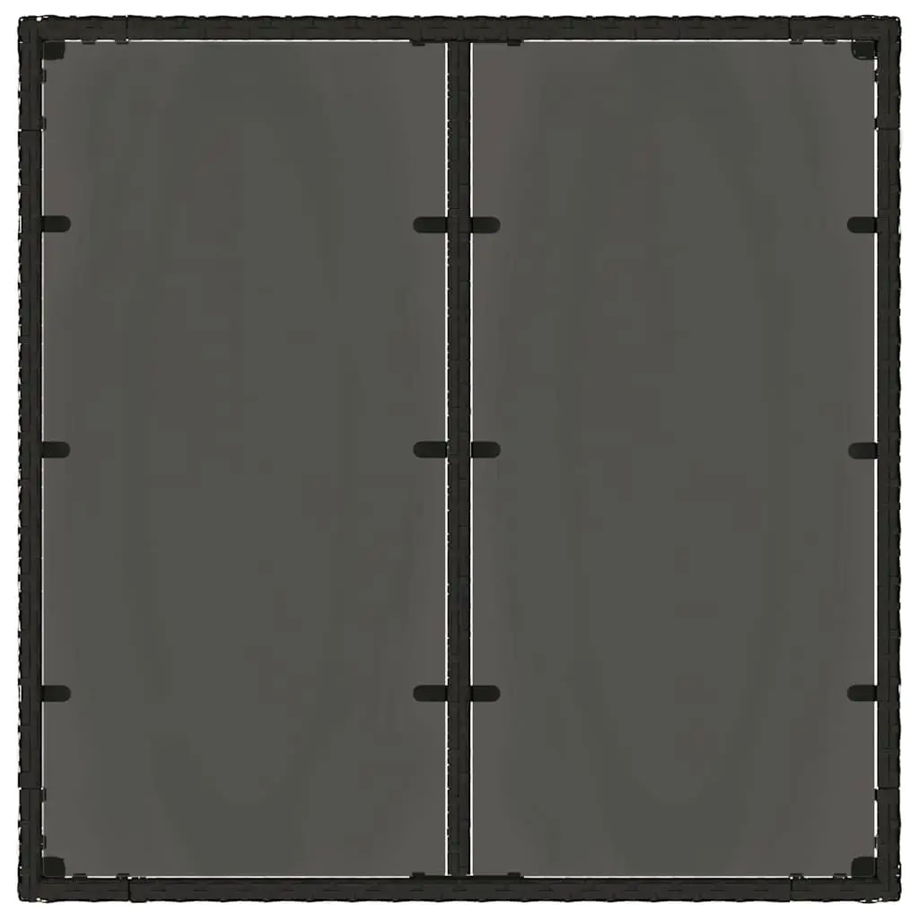 Garden Table Glass Top Black 90x90x75cm Poly Rattan Outdoor Furniture