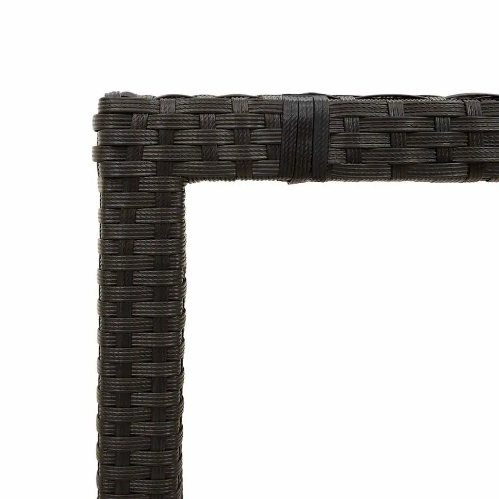 Garden Table Glass Top Black 90x90x75cm Poly Rattan Outdoor Furniture