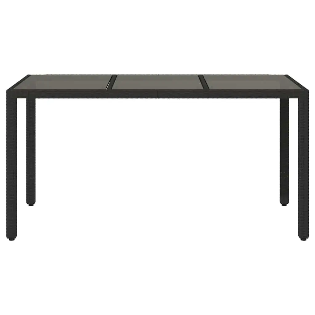 Garden Table Glass Top Black Outdoor Patio Furniture 150 x 90 x 75 cm