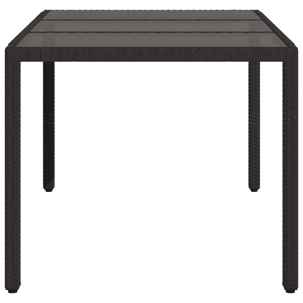Garden Table Glass Top Black Outdoor Patio Furniture 150 x 90 x 75 cm