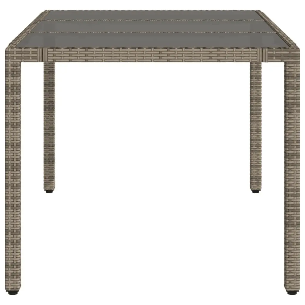 Outdoor Garden Table Grey Poly Rattan Tempered Glass Top 150x90x75cm