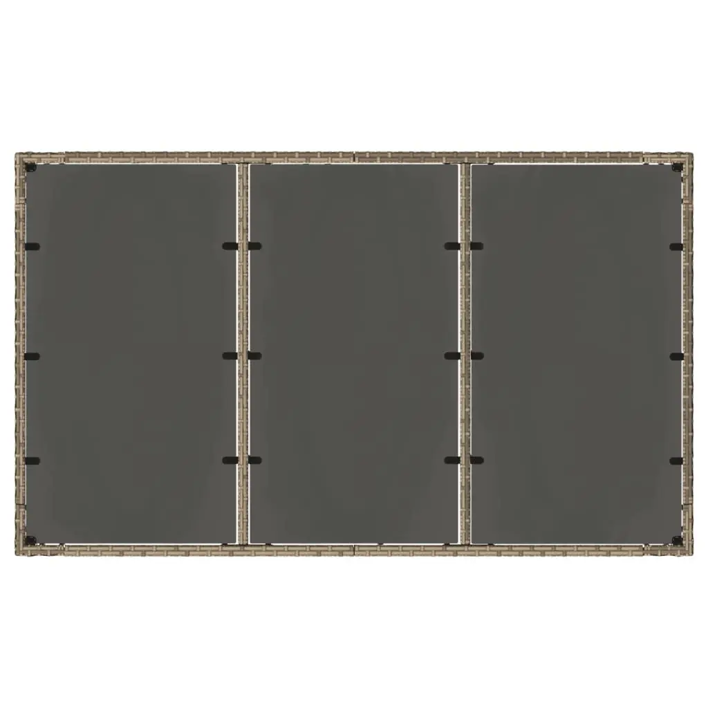 Outdoor Garden Table Grey Poly Rattan Tempered Glass Top 150x90x75cm