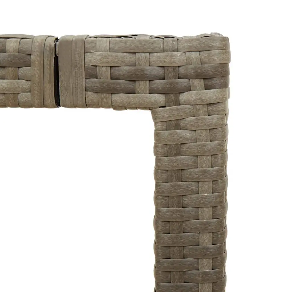 Outdoor Garden Table Grey Poly Rattan Tempered Glass Top 150x90x75cm