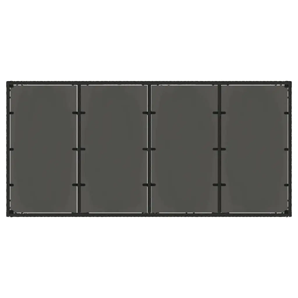 Garden Table with Tempered Glass Top Black Outdoor Poly Rattan Patio Furniture