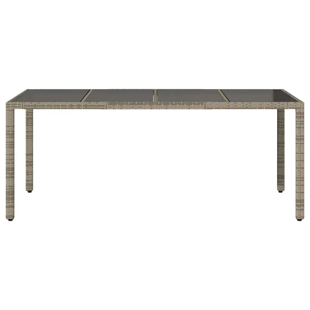 Outdoor Garden Table Grey Poly Rattan Glass Top 190x90x75cm