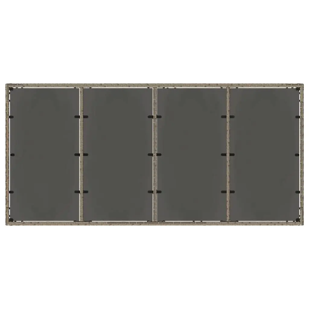 Outdoor Garden Table Grey Poly Rattan Glass Top 190x90x75cm