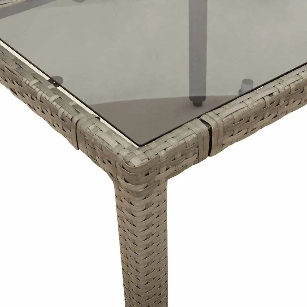 Outdoor Garden Table Grey Poly Rattan Glass Top 190x90x75cm