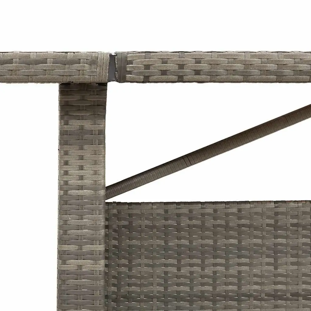 Grey Poly Rattan Garden Table with Acacia Top