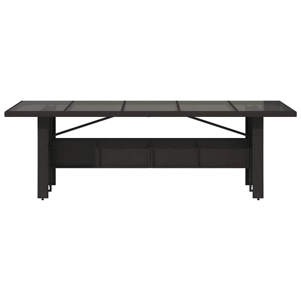 Garden Table Black Poly Rattan Glass Top 240x90x75cm