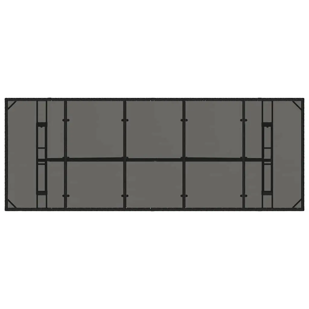 Garden Table Black Poly Rattan Glass Top 240x90x75cm