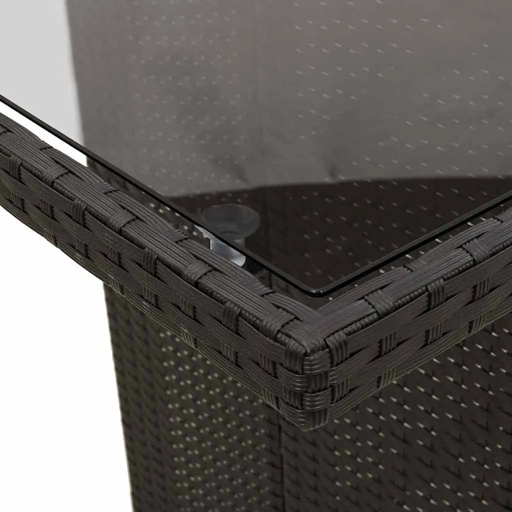 Garden Table Black Poly Rattan Glass Top 240x90x75cm