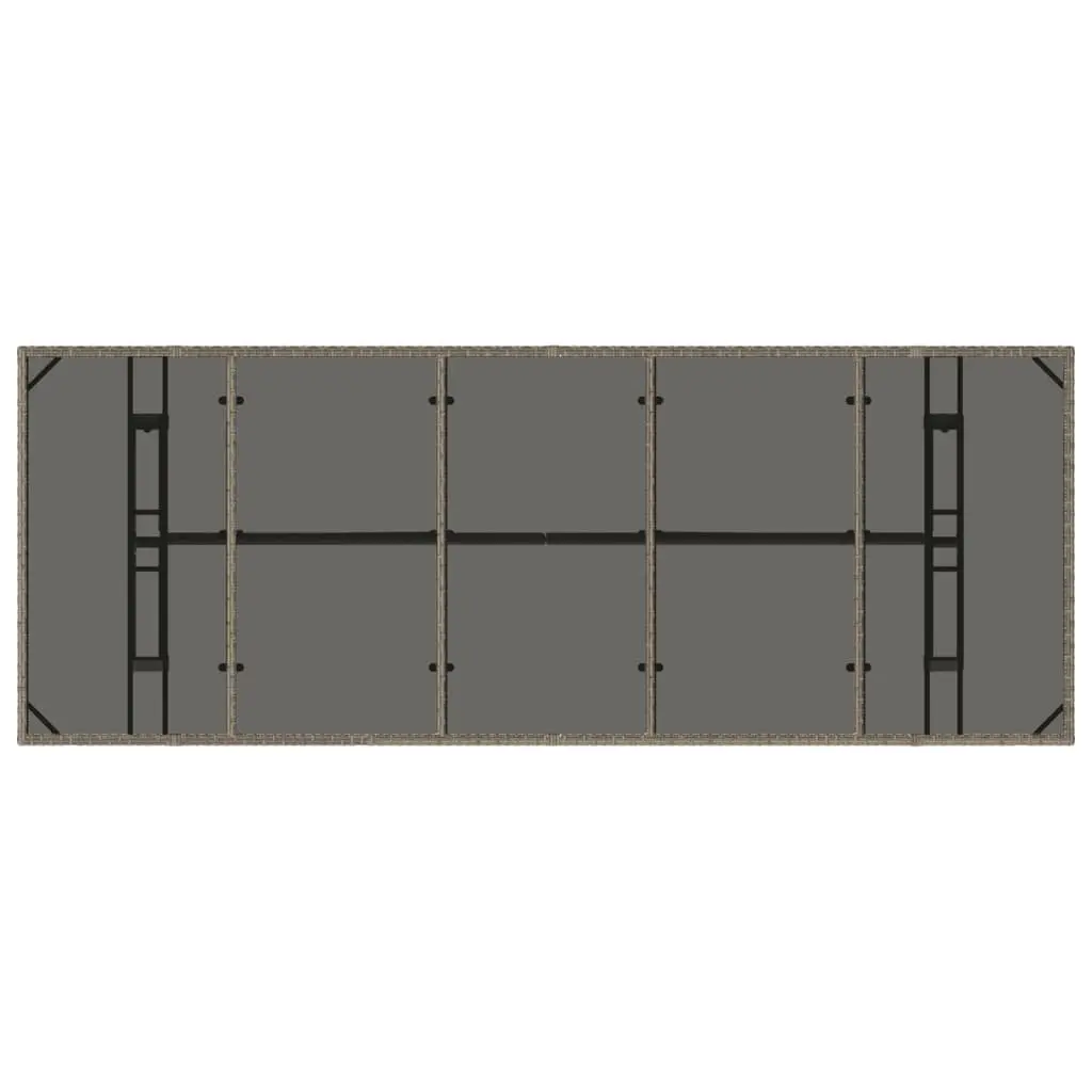 Garden Table Grey Poly Rattan Glass Top 240x90x75cm