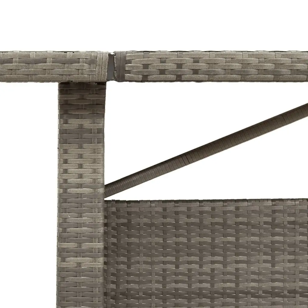 Garden Table Grey Poly Rattan Glass Top 240x90x75cm