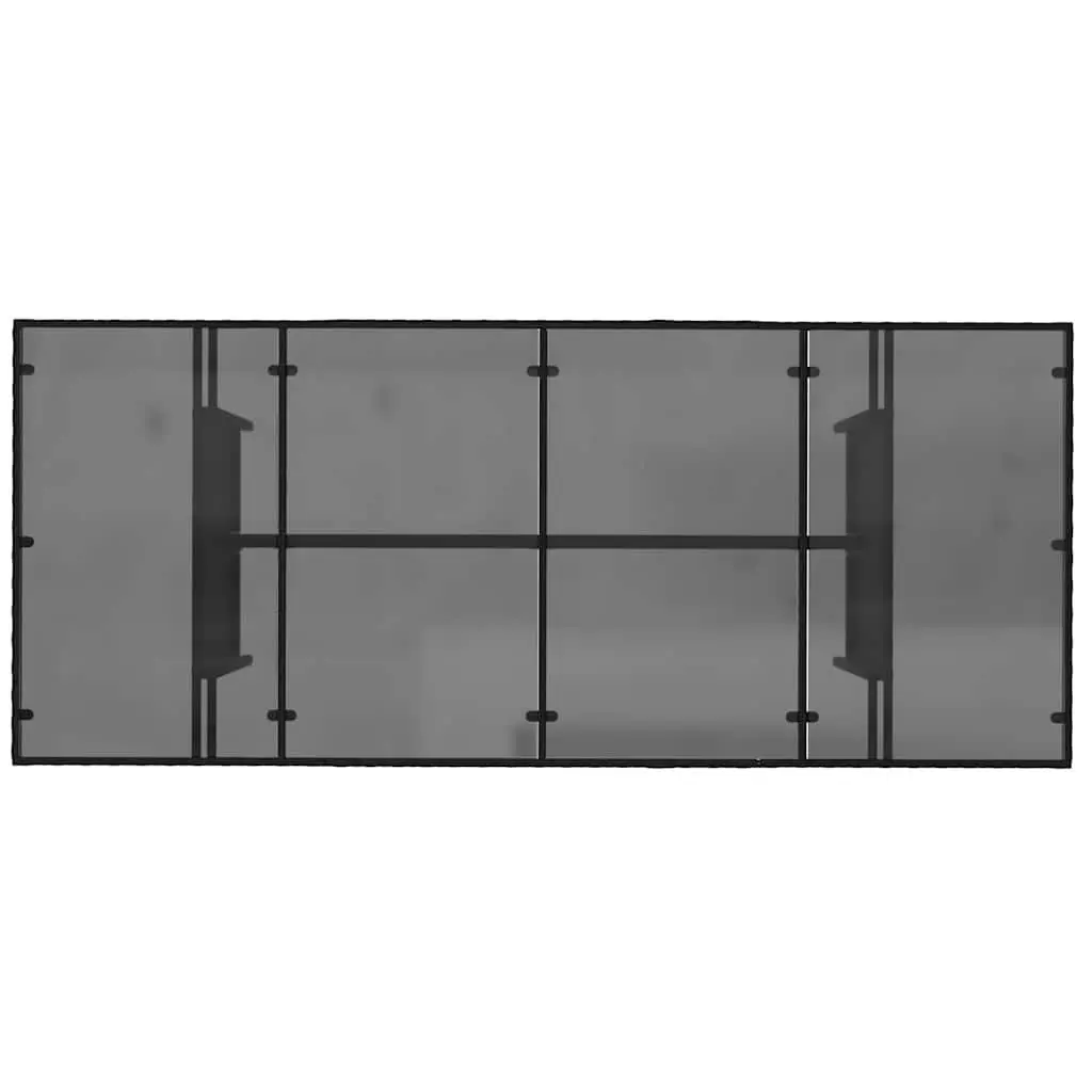 Outdoor Table Black Poly Rattan Glass Top 190x80x75cm