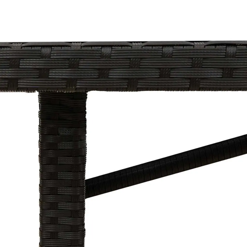 Outdoor Table Black Poly Rattan Glass Top 190x80x75cm