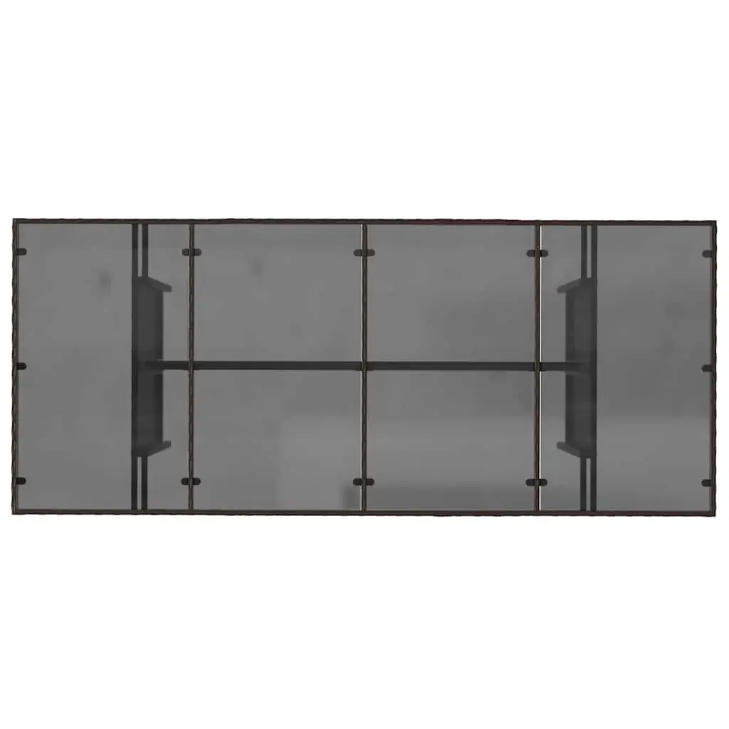Garden Table Glass Top Brown Outdoor Patio Furniture Poly Rattan Frame