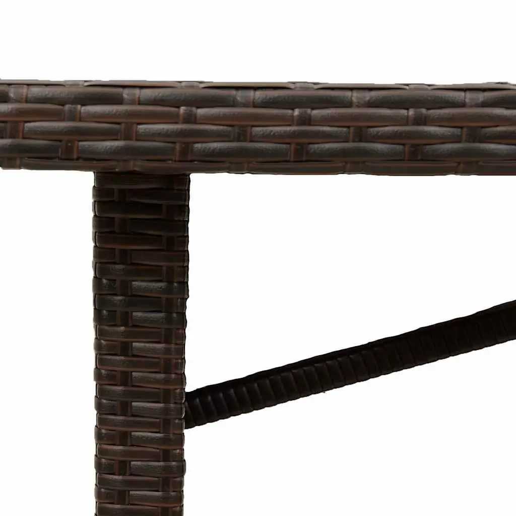 Garden Table Glass Top Brown Outdoor Patio Furniture Poly Rattan Frame