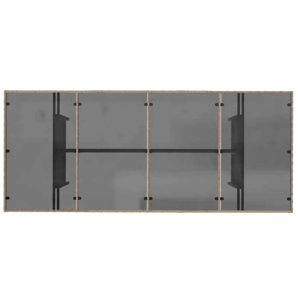 Garden Table Glass Top Beige 190x80x75cm Poly Rattan