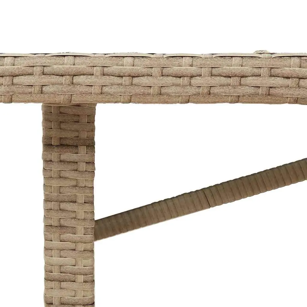 Garden Table Glass Top Beige 190x80x75cm Poly Rattan