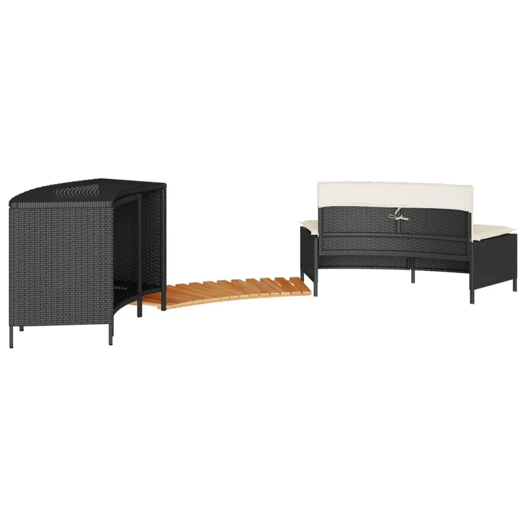 Hot Tub Surround Spa Cabinet Poly Rattan Storage Rack Wooden Step Garden Bench