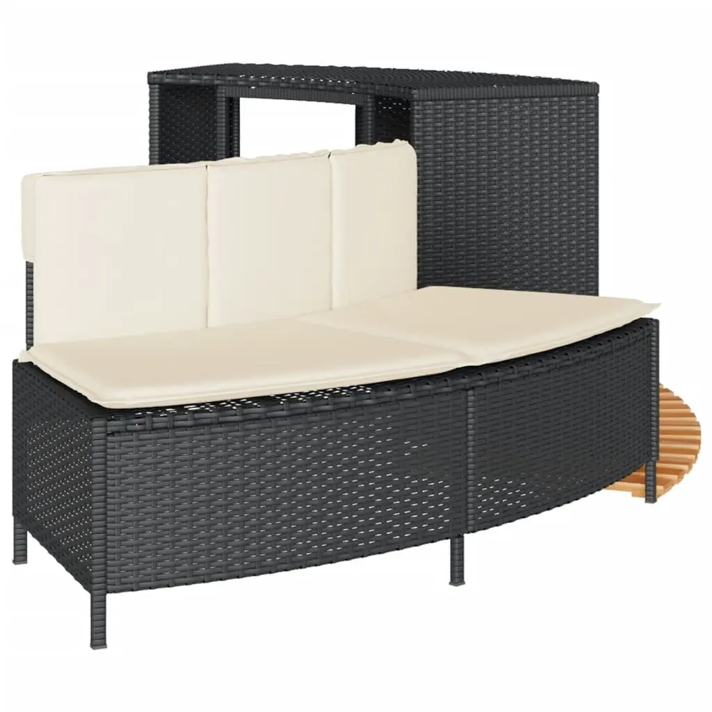 Hot Tub Surround Spa Cabinet Poly Rattan Storage Rack Wooden Step Garden Bench