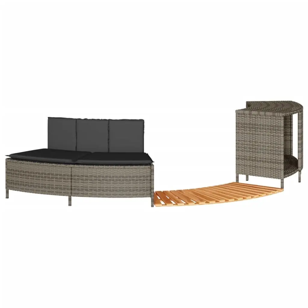 Hot Tub Surround Grey Poly Rattan Spa Storage Rack Step Garden Bench Outdoor
