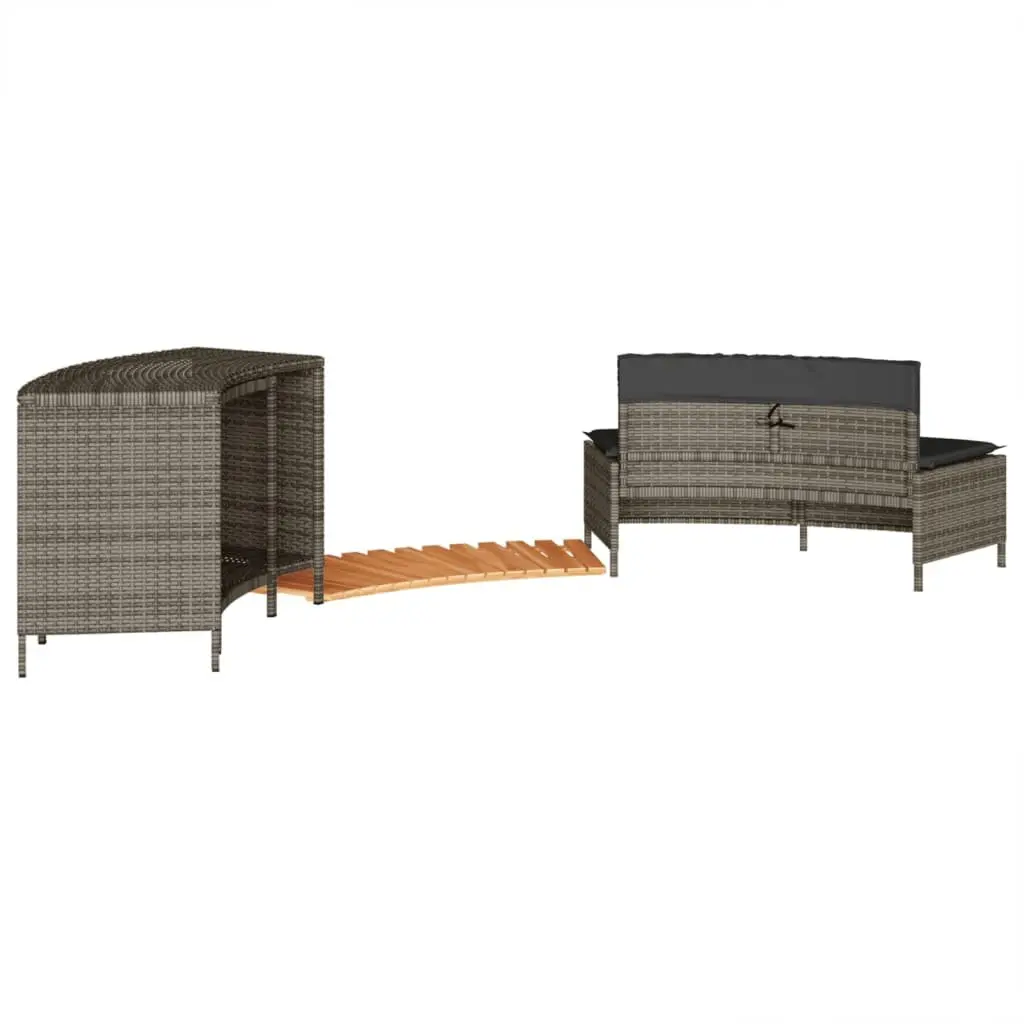 Hot Tub Surround Grey Poly Rattan Spa Storage Rack Step Garden Bench Outdoor